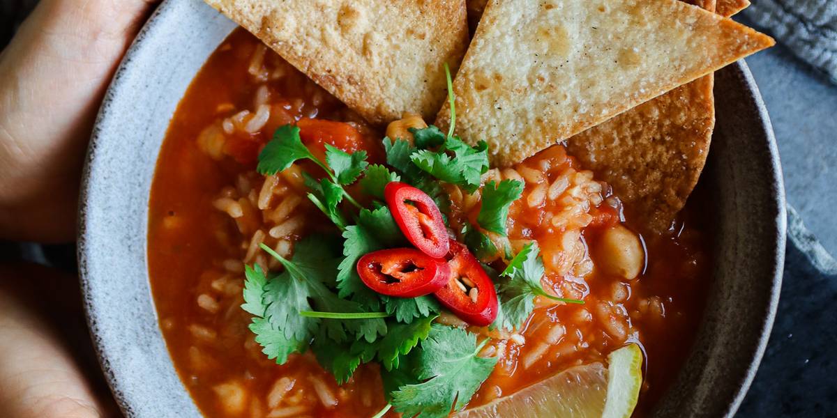 Chickpea & Rice Tortilla Soup | Pick Up Limes