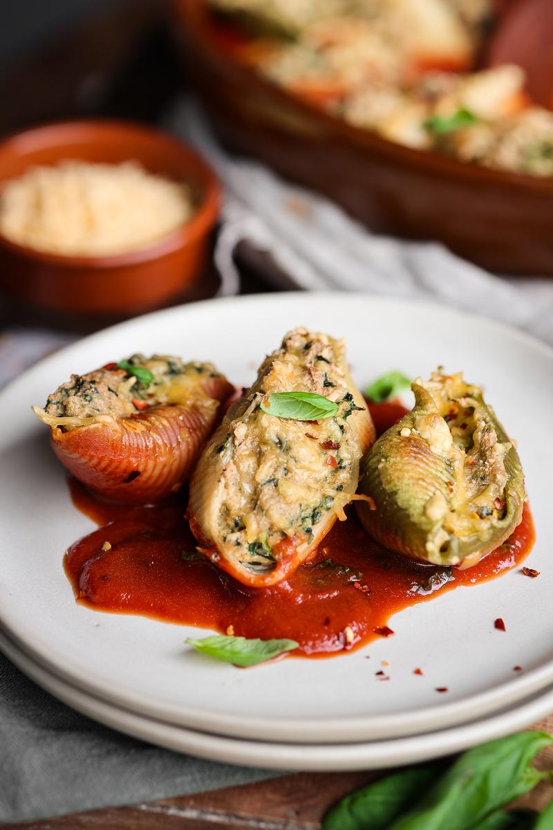 Process image of Baked Stuffed Pasta Shells with Spinach & Tofu "Ricotta"