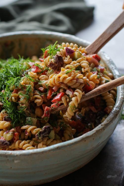 Dill Pasta Salad with a Tahini Dressing Pick Up Limes
