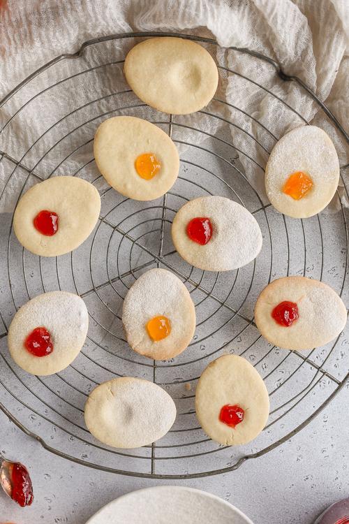 image of Easter Egg Shortbread Thumbprint Cookies
