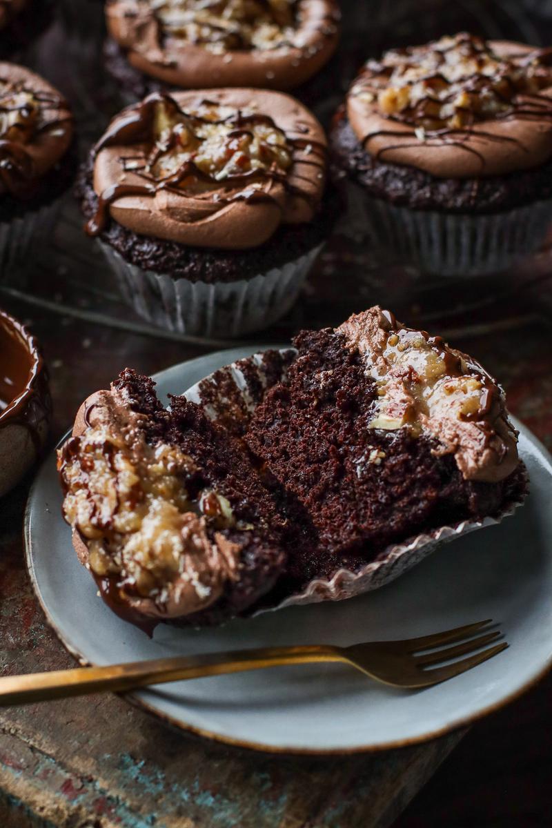 Process image of German Chocolate Cupcakes
